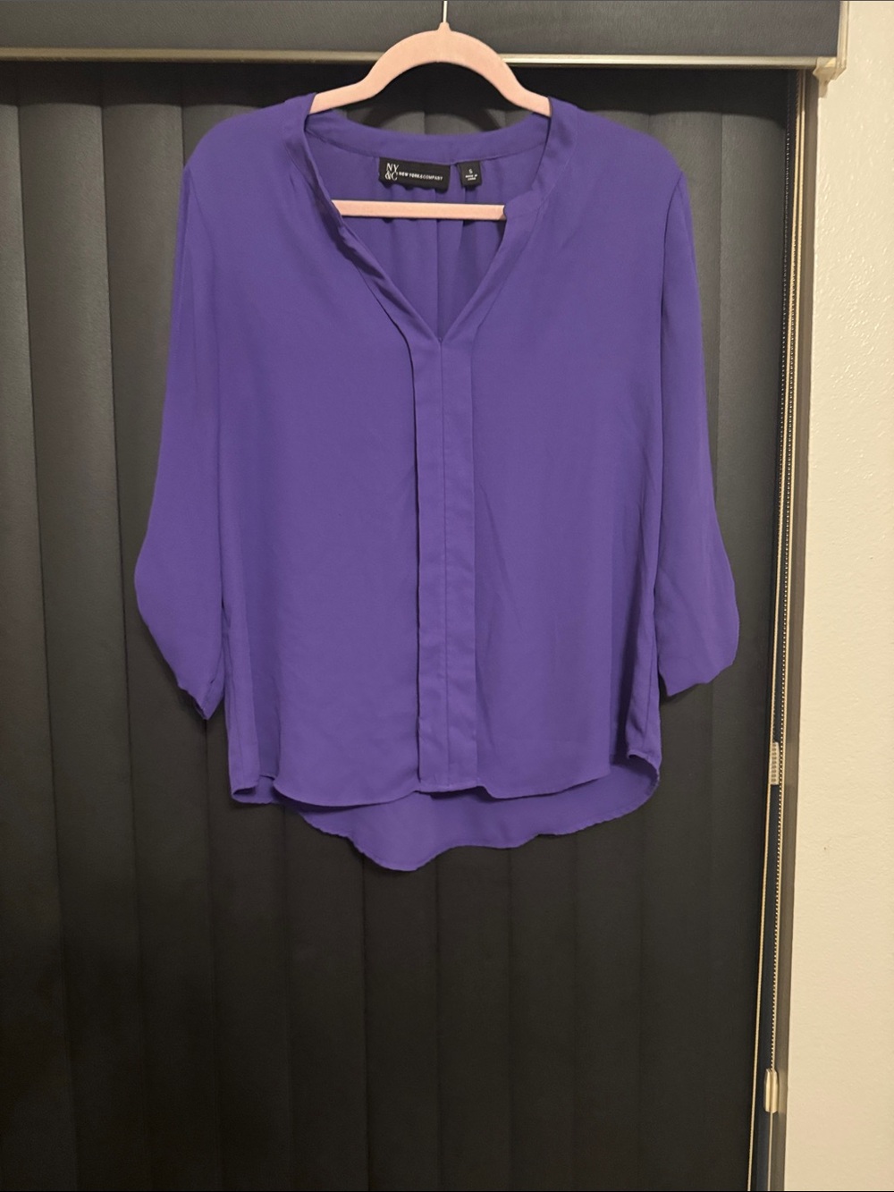 NY Collection Violet Split-Sleeve V-Neck Blouse